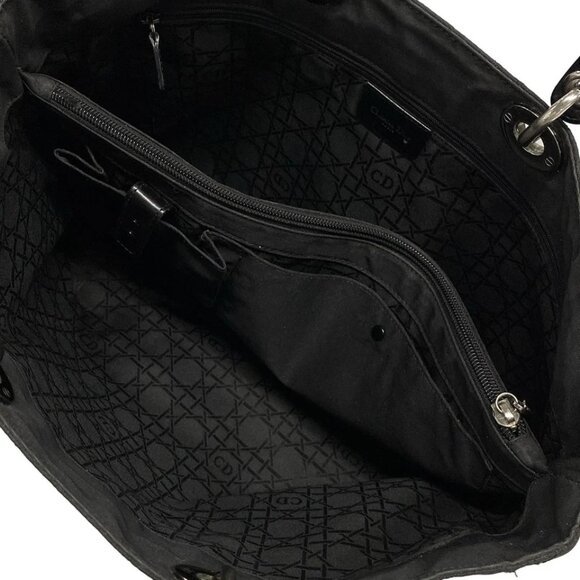 DIOR/ChristianDior Cannage Stitch-Black Nylon PatentLeather Tote Bag 606-072125 - Picture 11 of 14